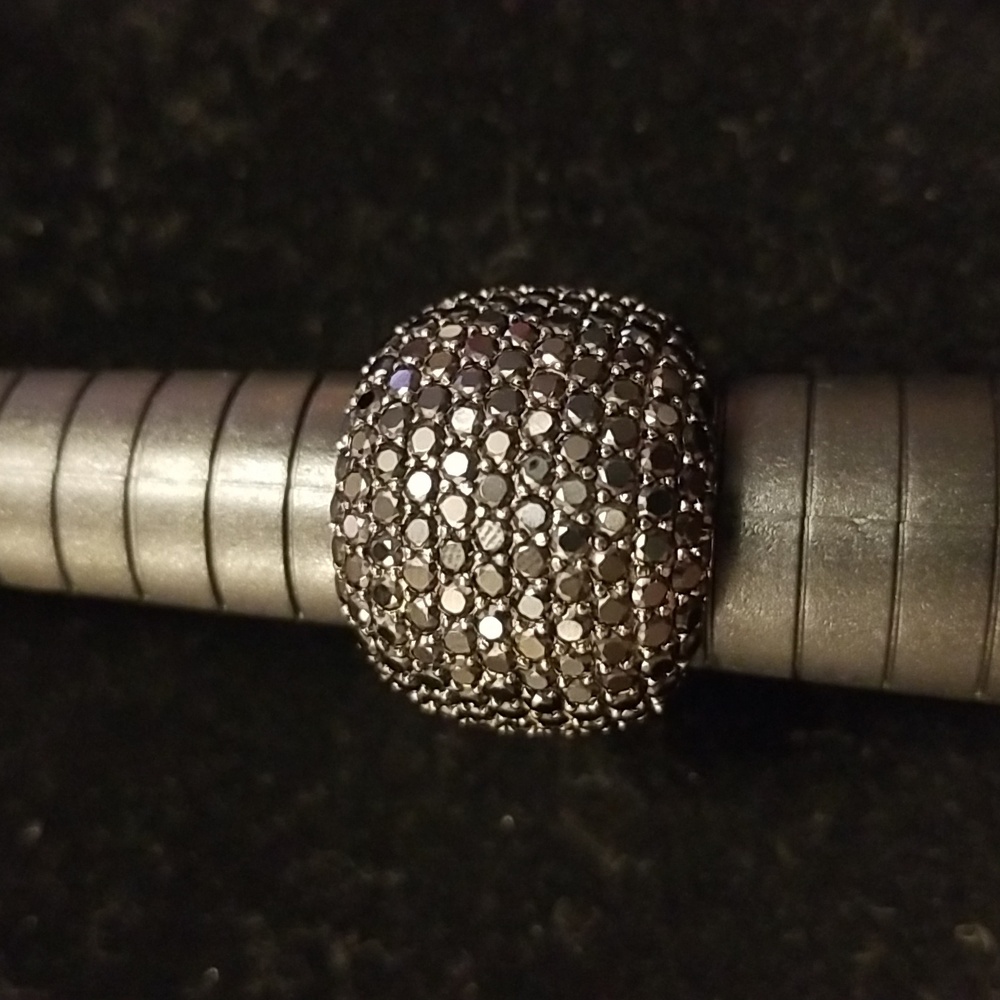 Black Spinel 925 Sterling Silver fashion ring size 7 - Picture 2 of 6